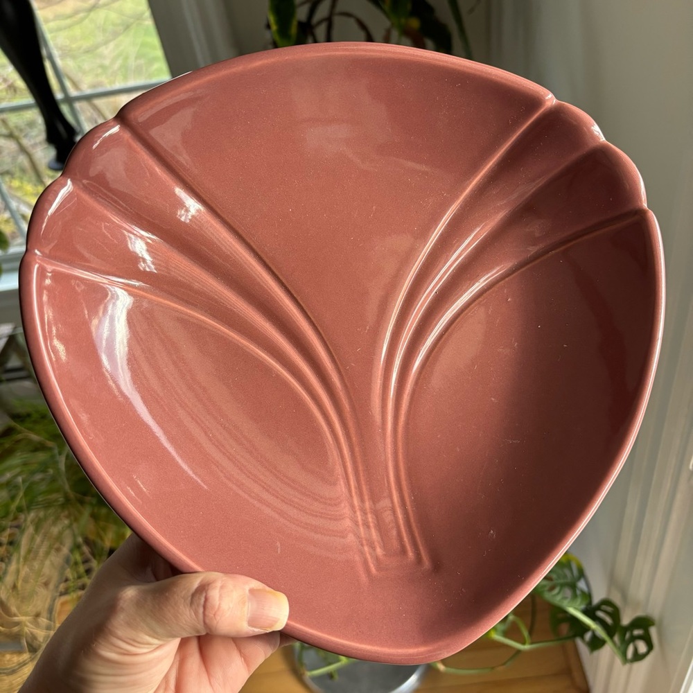Vintage Art Deco Revival Haeger Pottery Pink Dish Platter